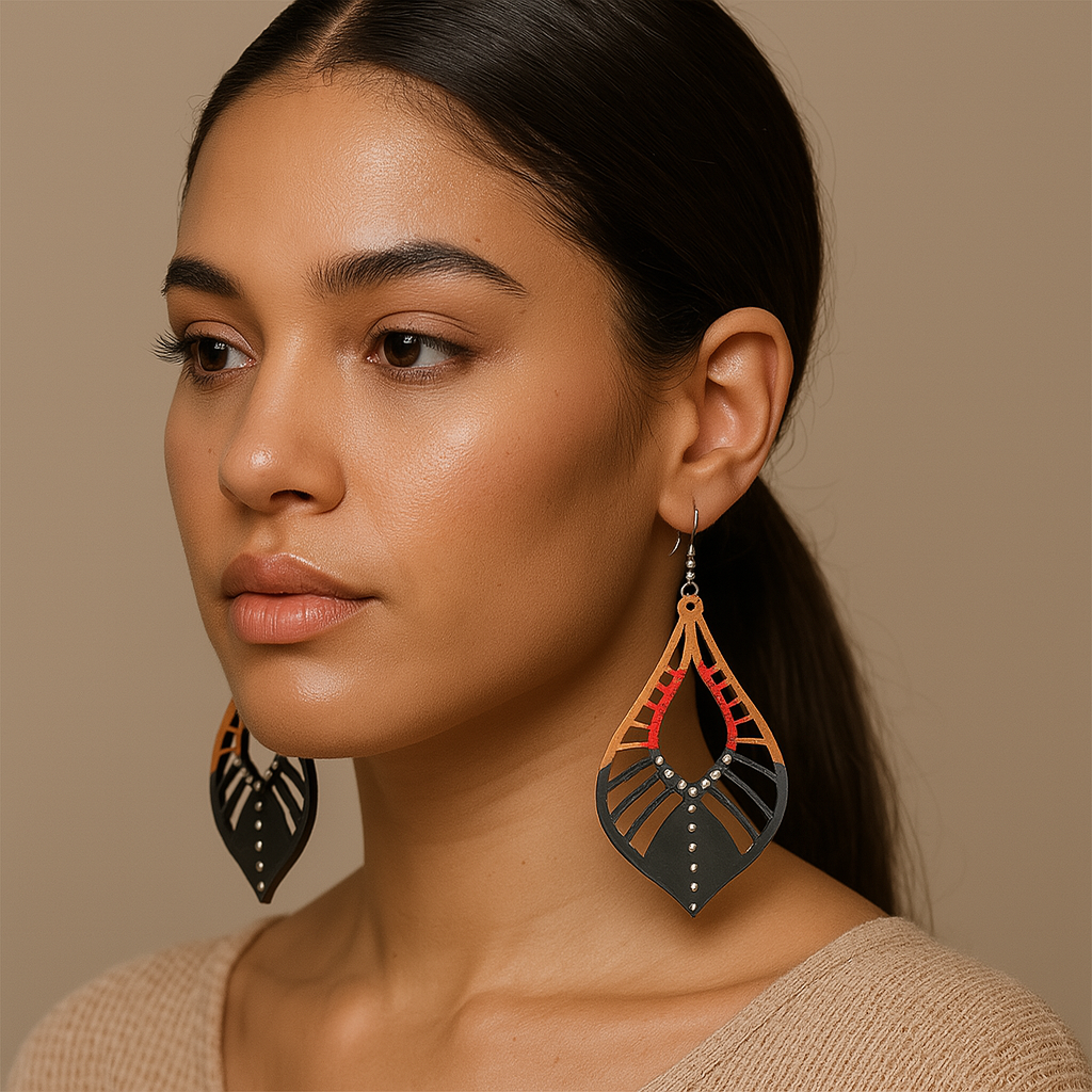 Nida Hand-Painted Wood Dangle Earrings – Multi-Color