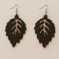 Zuri Hand-Painted Wood Earrings – Black Green Multi-Color