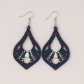 Nida Hand-Painted Wood Dangle Earrings – Navy Blue