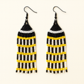 Deborah Beaded Fringe Earrings – Black, Yellow & White