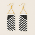 Muse Beaded Fringe Earrings – Black & White