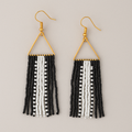 Cascade Beaded Fringe Earrings – Black & White