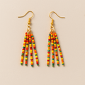 Jael Beaded Pin Earrings – Yellow, Red, Green & Orange