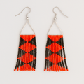 Echo Beaded Fringe Earrings – Red & Black