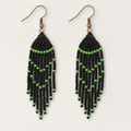 Keen Beaded Fringe Earrings – Black & Green