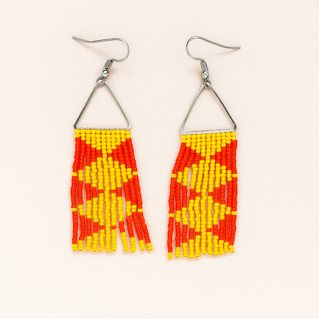 Echo Beaded Fringe Earrings – Yellow & Orange