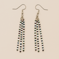 Jael Beaded Pin Earrings – White & Metallic Plum