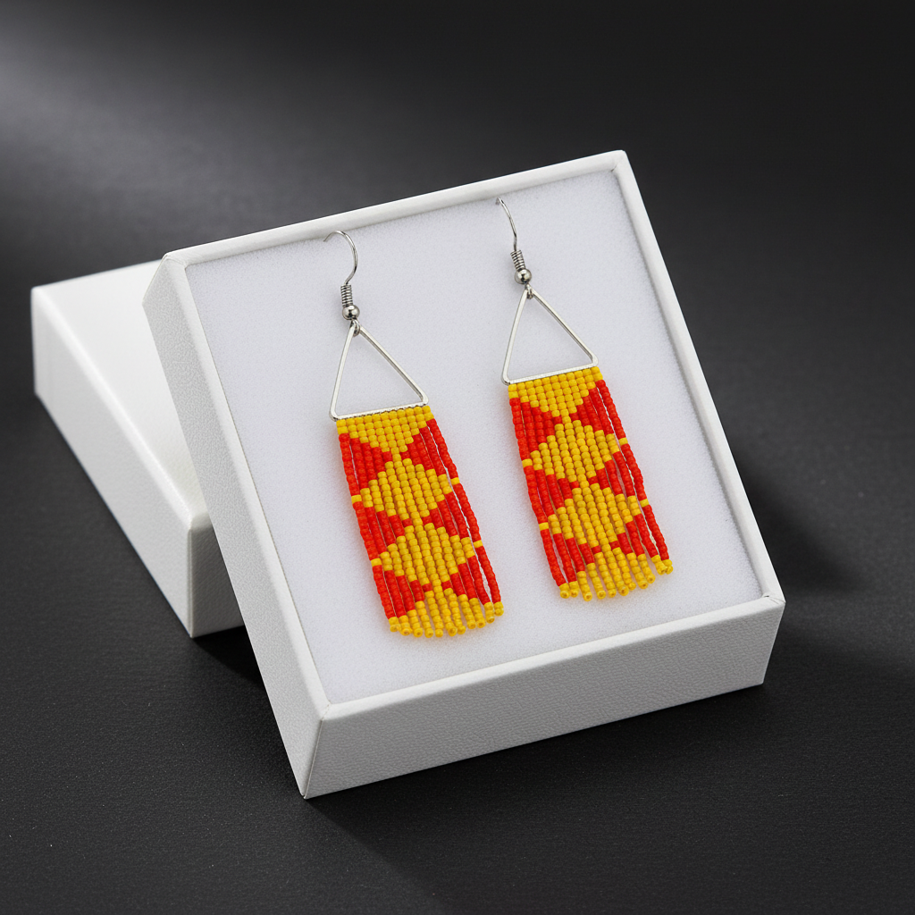 Echo Beaded Fringe Earrings – Yellow & Orange