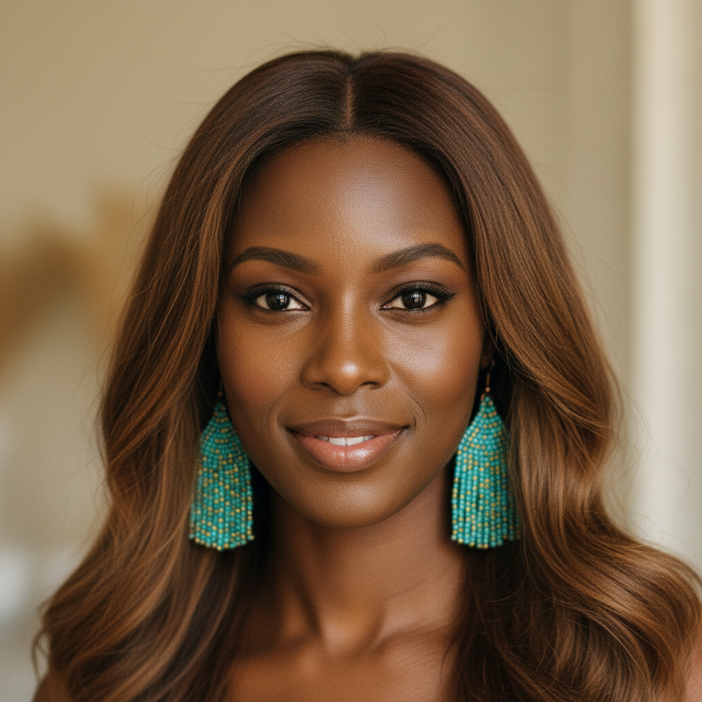 Hannah Beaded Fringe Earrings – Green & Gold