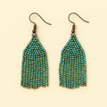 Hannah Beaded Fringe Earrings – Green & Gold