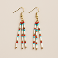 Jael Beaded Pin Earrings – Red, Light Blue & White