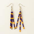 Jael Beaded Pin Earrings – Navy Blue, Yellow & Orange
