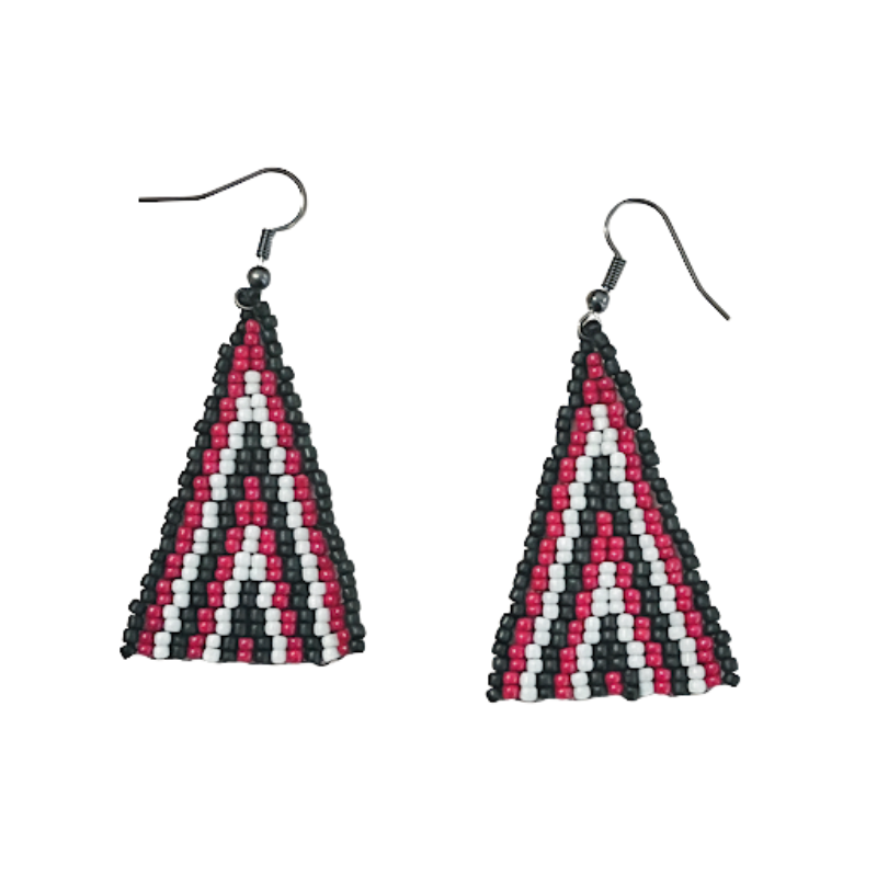 Blitz Drop Earrings – Black, Red & Cream Ascend Pattern