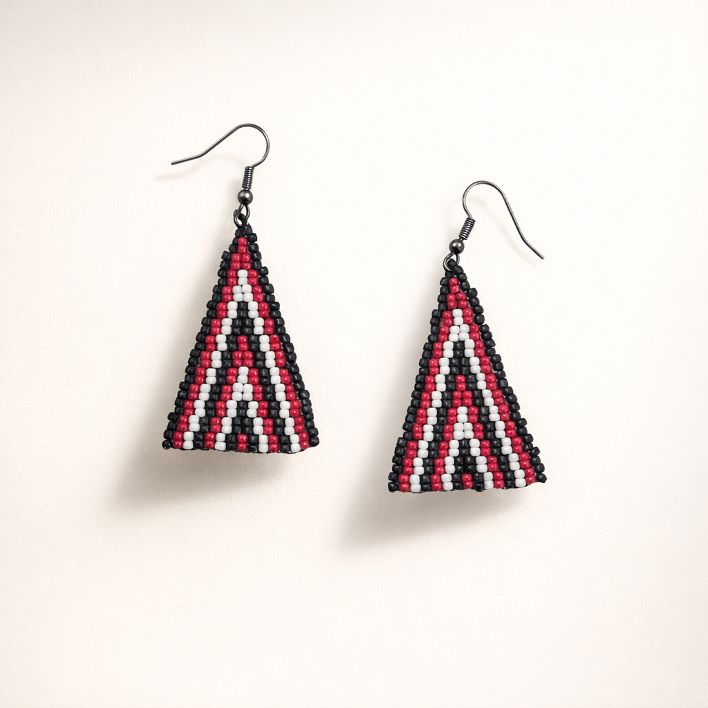 Blitz Drop Earrings – Black, Red & Cream Ascend Pattern