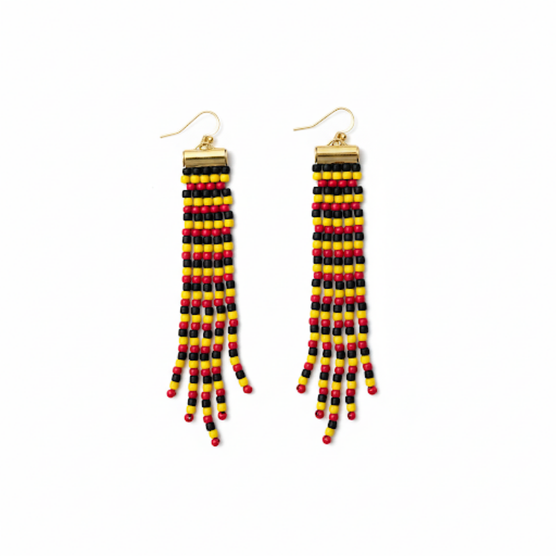 Adorn Linear Fringe Earrings – Black, Yellow & Red