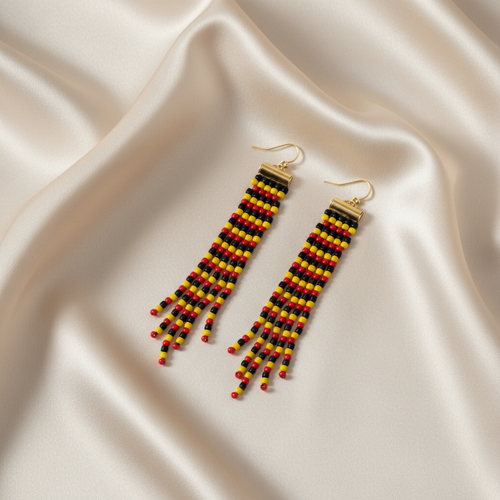 Adorn Linear Fringe Earrings – Black, Yellow & Red