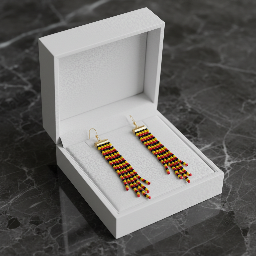 Adorn Linear Fringe Earrings – Black, Yellow & Red