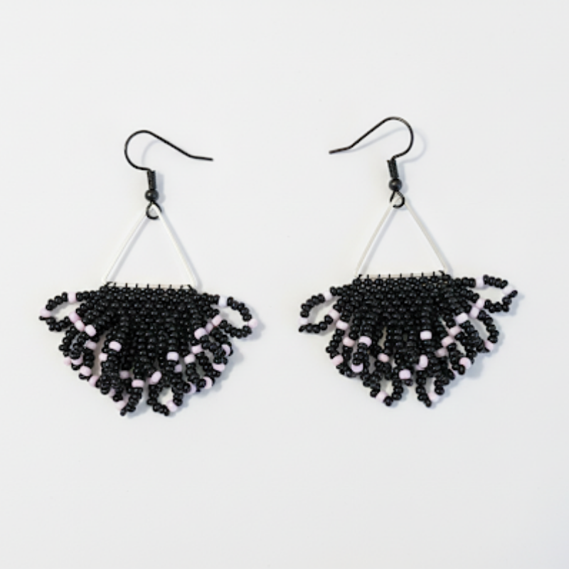 Arise Fringe Earrings – Black & Soft Pink