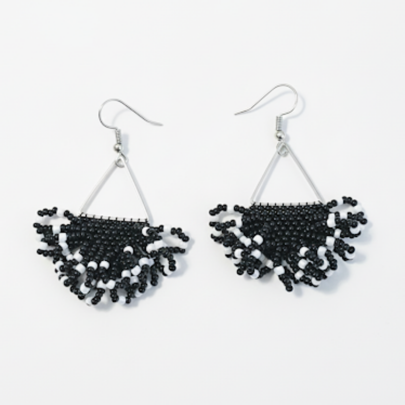 Arise Fringe Earrings – Black & White