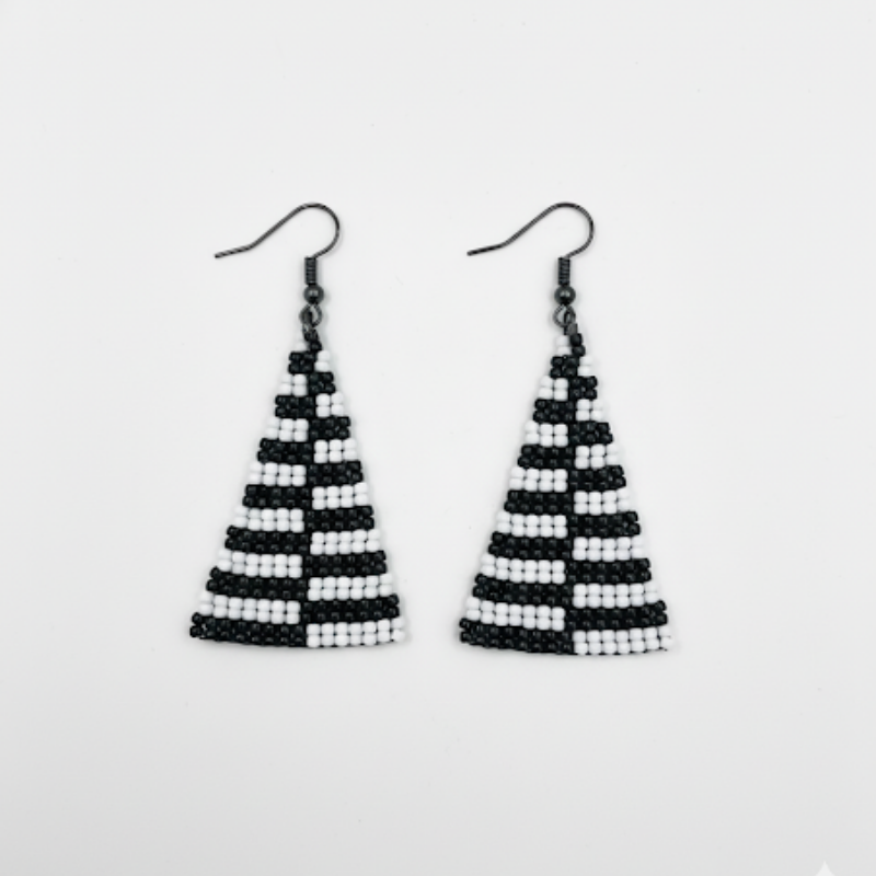 Blitz Drop Earrings – Black & White Tree Pattern