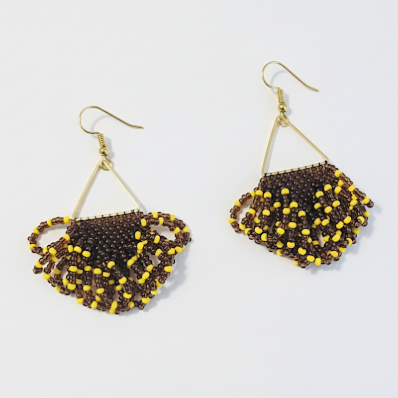 Arise Fringe Earrings – Brown & Yellow