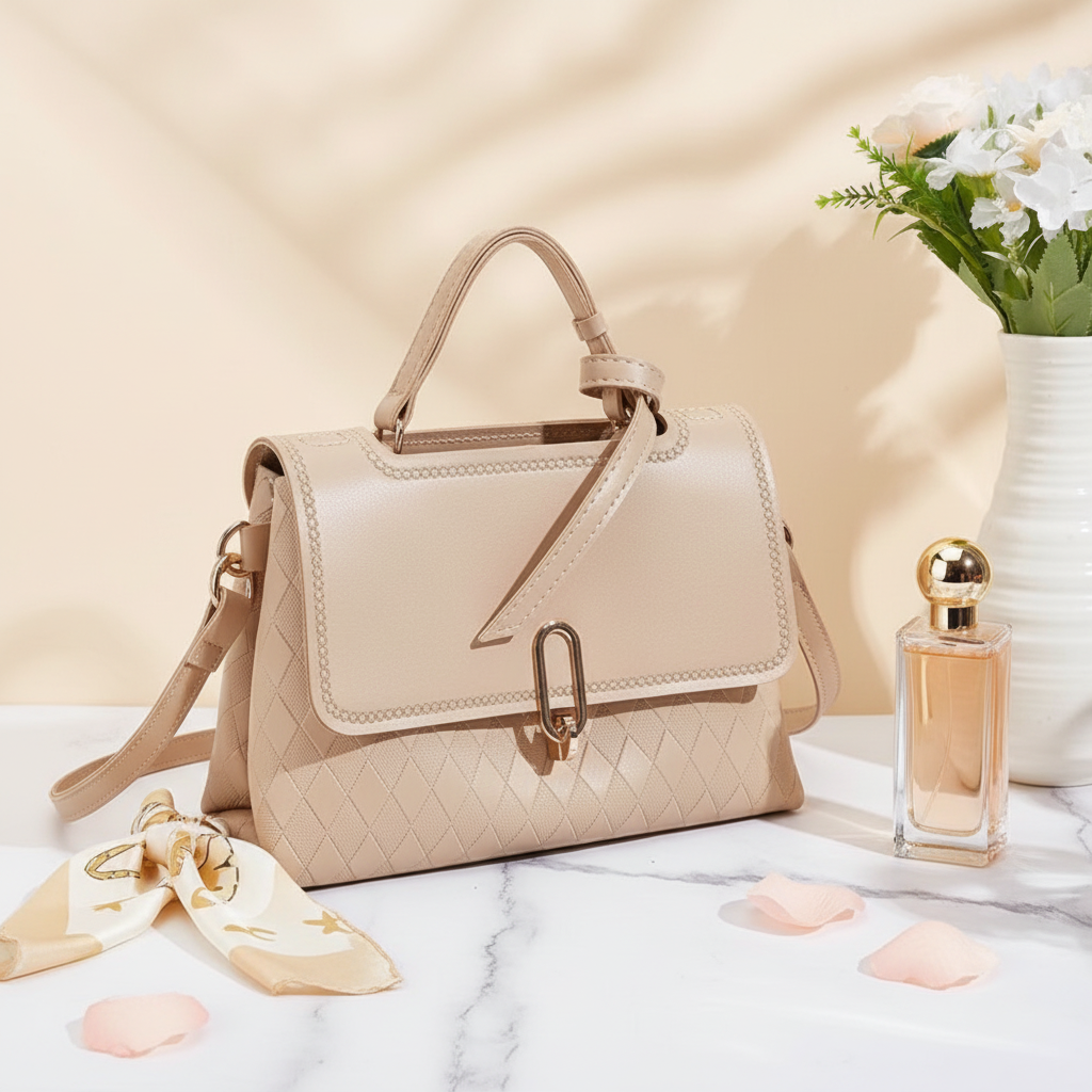 Clarissa Structured Handbag – Nude Beige