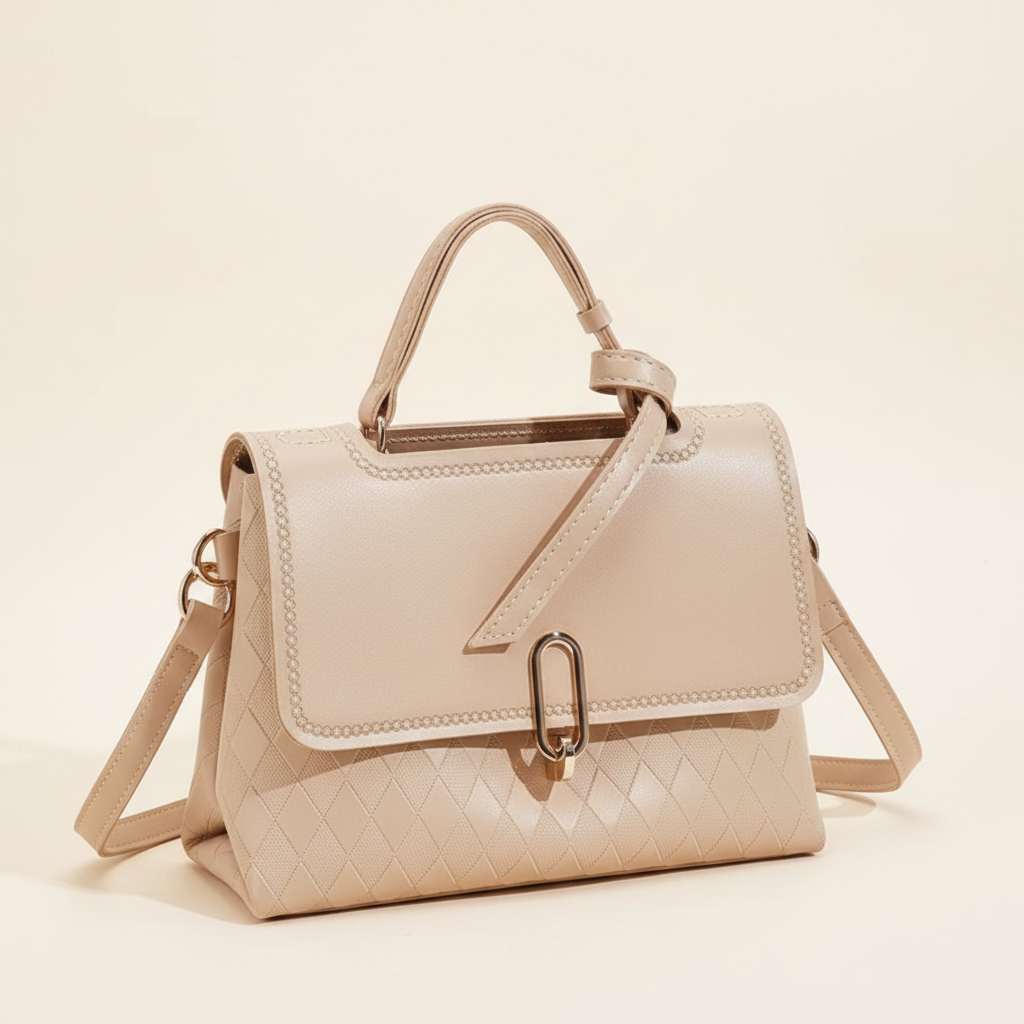 Clarissa Structured Handbag – Nude Beige