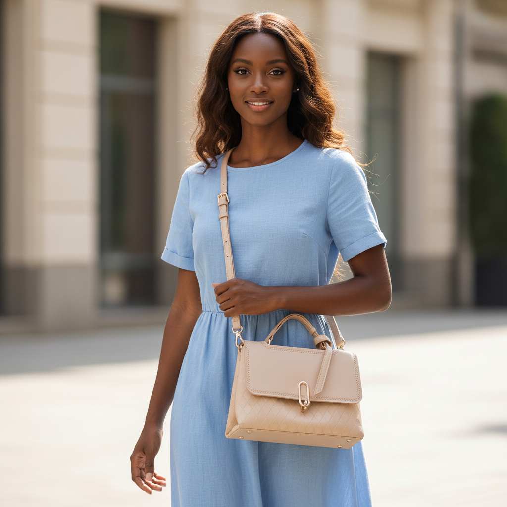 Clarissa Structured Handbag – Nude Beige
