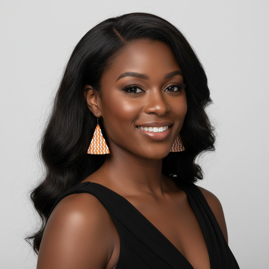 Blitz Drop Earrings – Orange & White Cascade Pattern