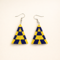 Blitz Drop Earrings – Navy & Yellow Checkered Pattern