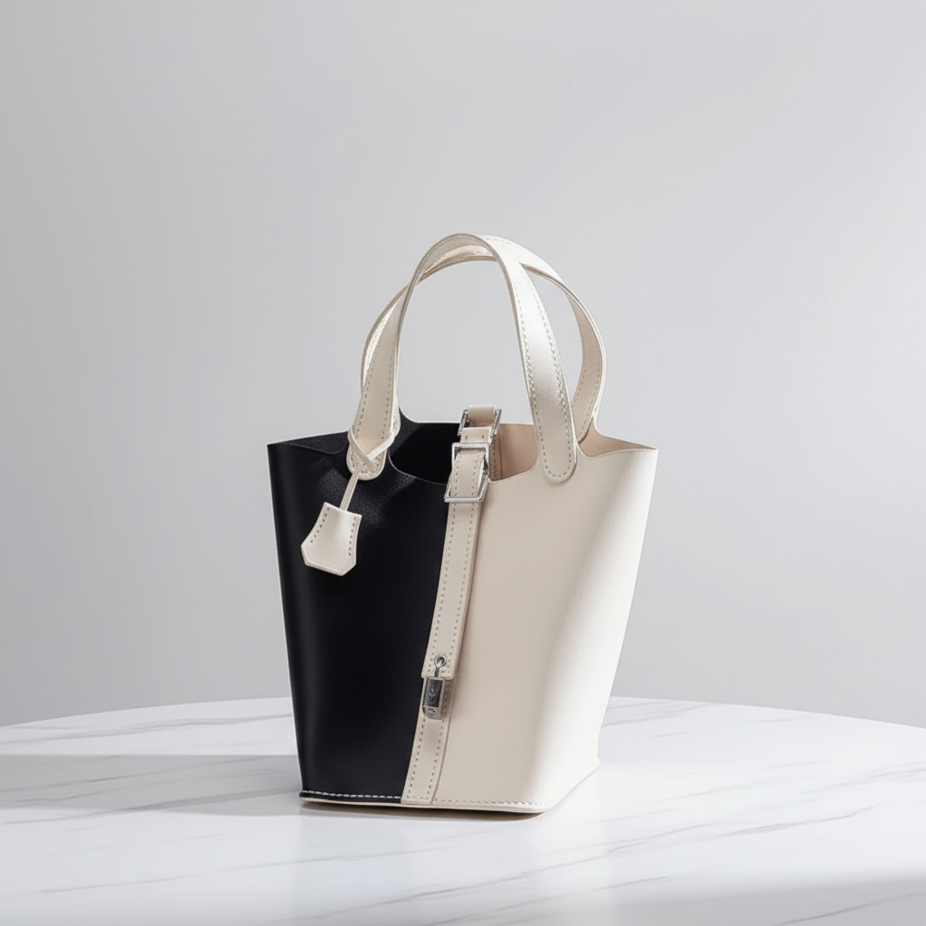 Ella Two-Tone Tote Handbag – Black & Ivory