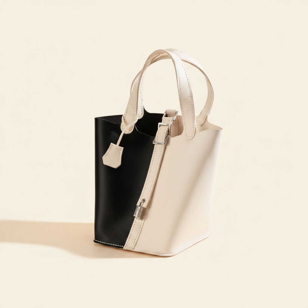 Ella Two-Tone Tote Handbag – Black & Ivory