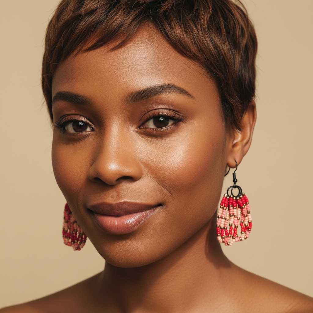 Eti Beaded Dangle Earrings – Fuchsia & Pink