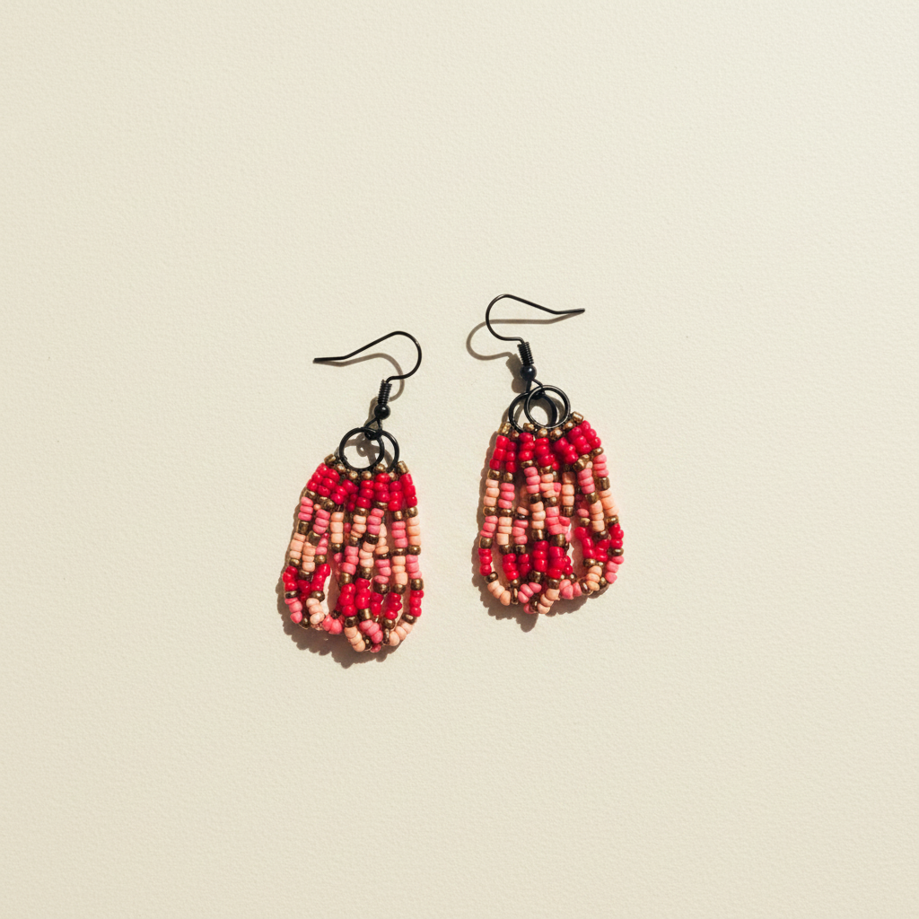 Eti Beaded Dangle Earrings – Fuchsia & Pink