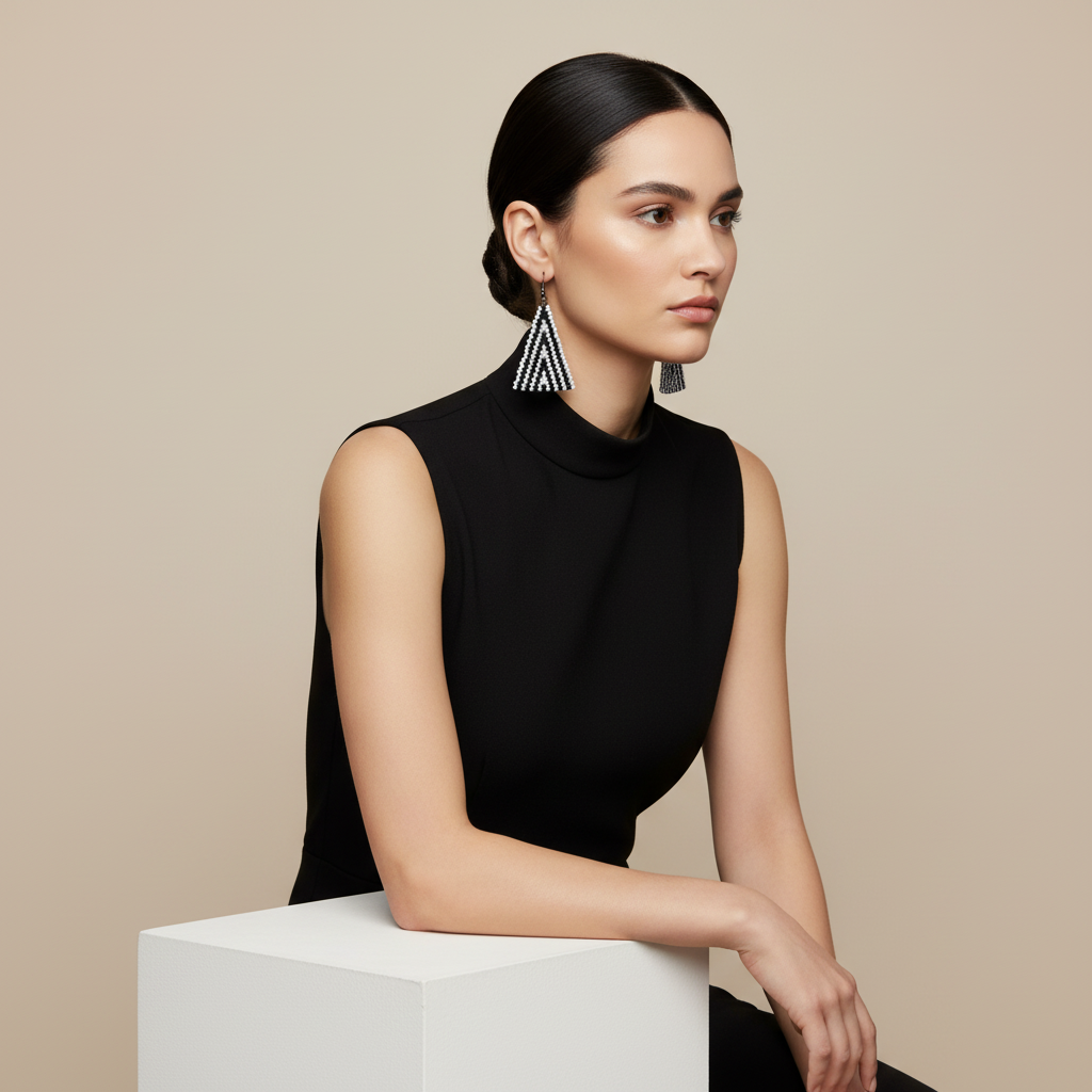 Blitz Drop Earrings – Black & White ascend
