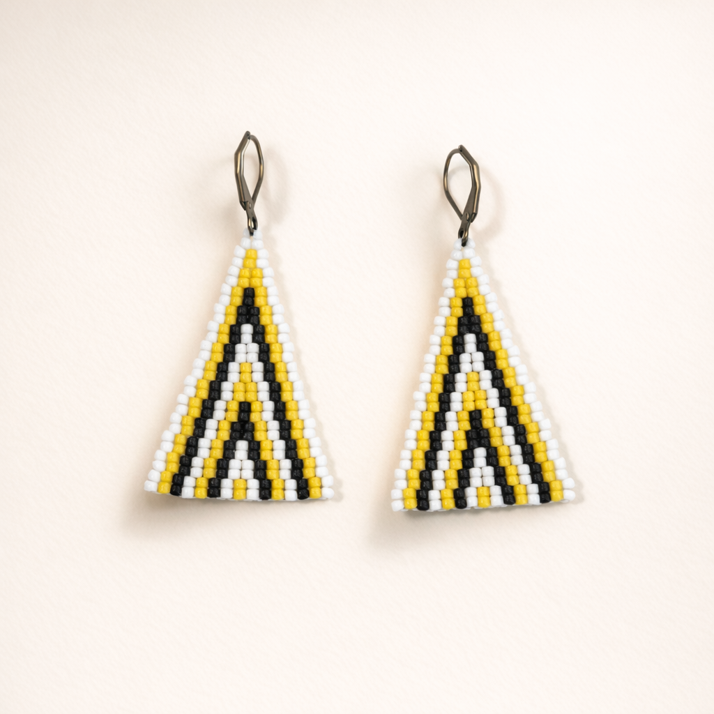 Blitz Drop Earrings – Cream & Yellow Ascend Pattern