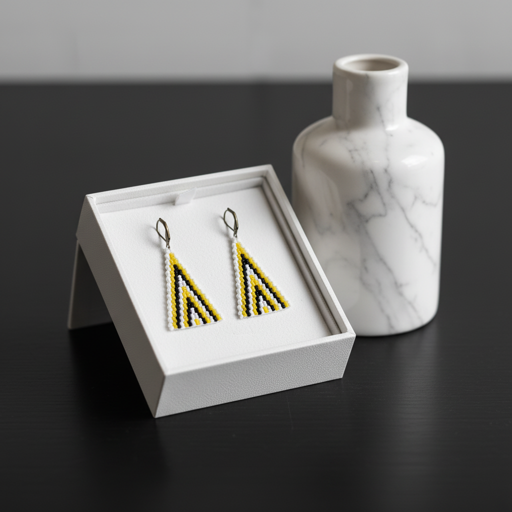 Blitz Drop Earrings – Cream & Yellow Ascend Pattern