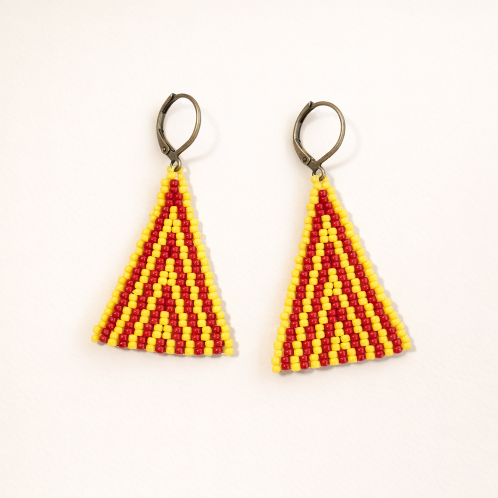 Blitz Drop Earrings – Red & Yellow Ascend Pattern