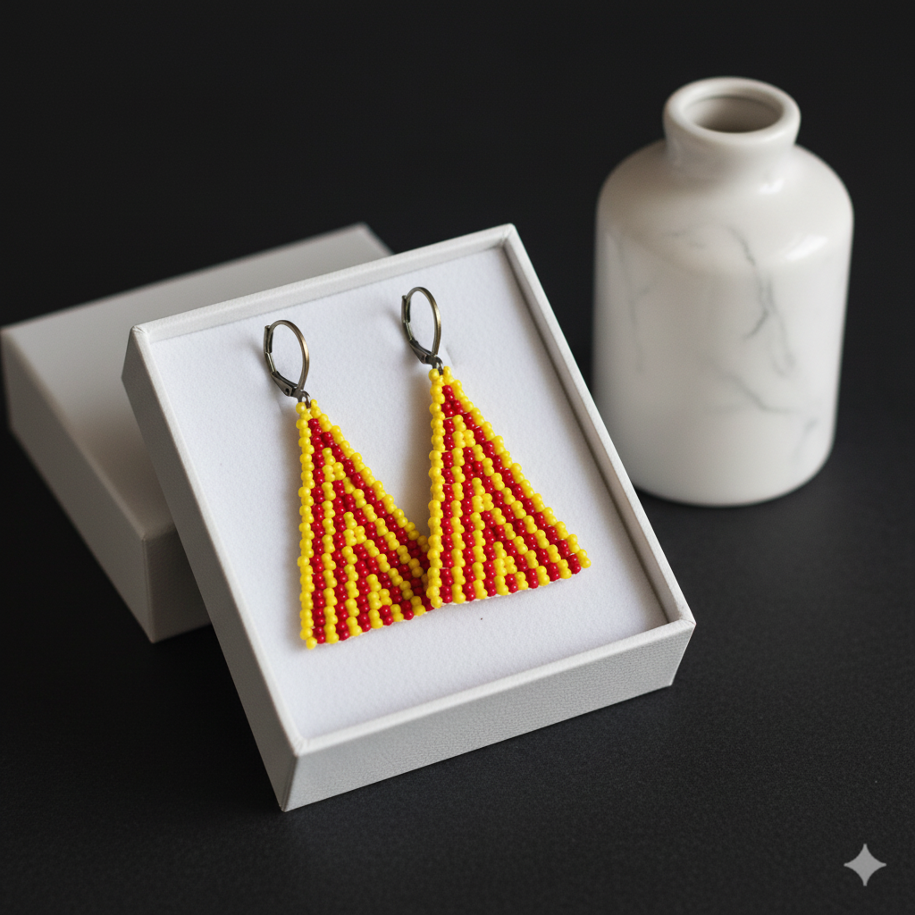 Blitz Drop Earrings – Red & Yellow Ascend Pattern