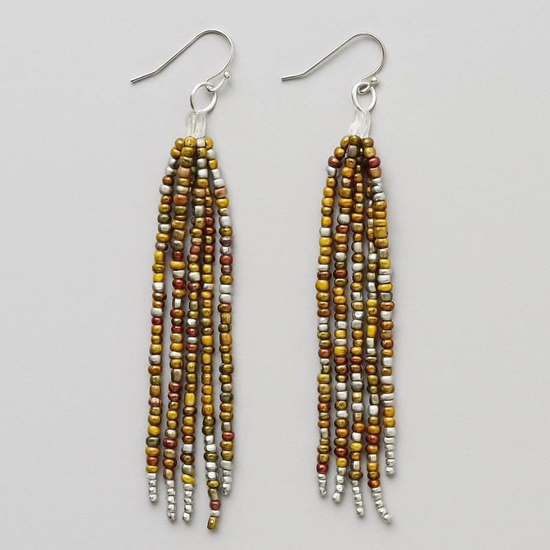 Strands of Grace Beaded Fringe Earrings – Golden Multicolor