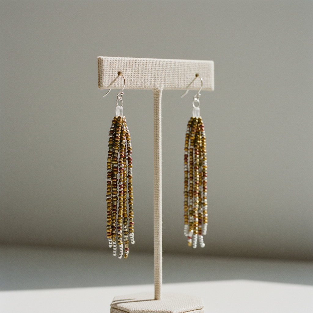 Strands of Grace Beaded Fringe Earrings – Golden Multicolor