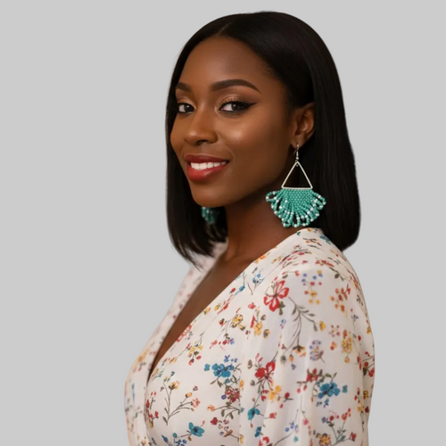 Arise Fringe Earrings – Green & White