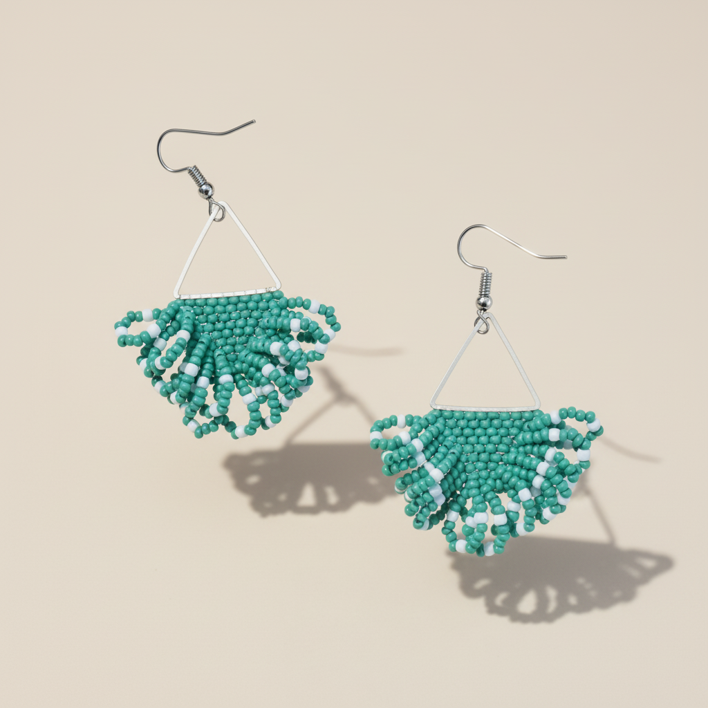Arise Fringe Earrings – Green & White