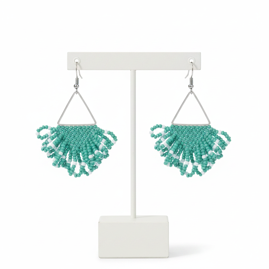 Arise Fringe Earrings – Green & White