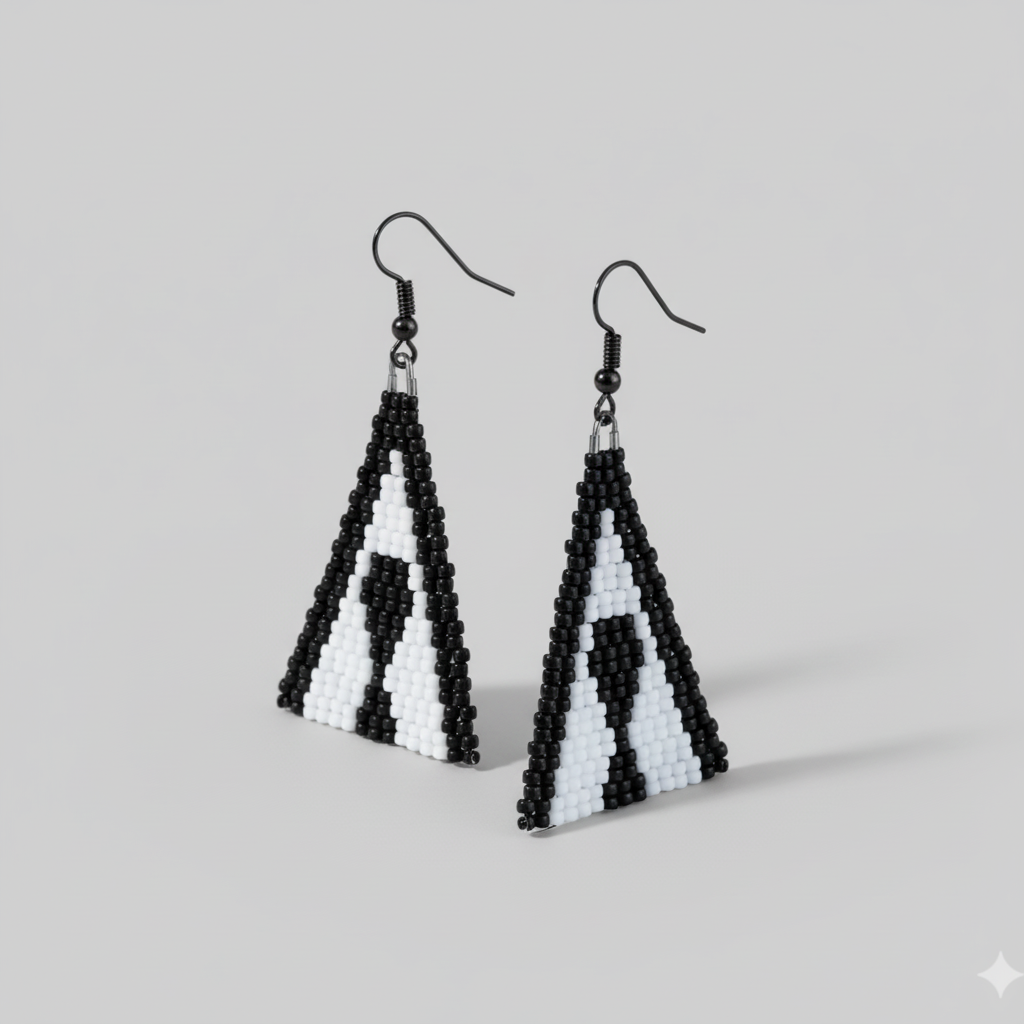 Key of David Blitz Drop Earrings – Black & White