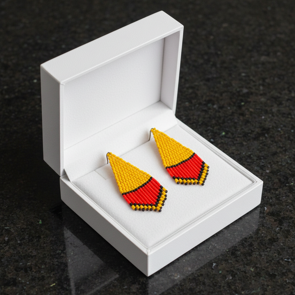 Poise Beaded Earrings – Yellow, Red & Black