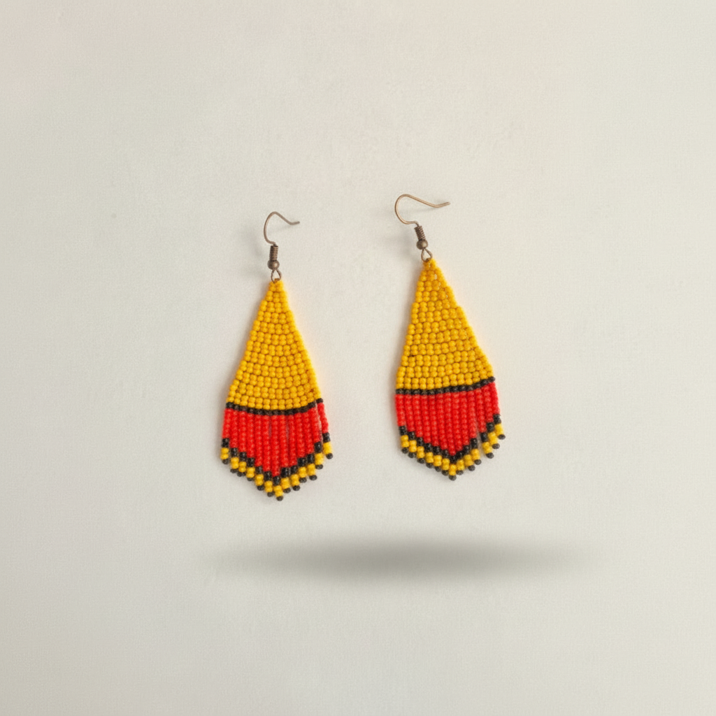Poise Beaded Earrings – Yellow, Red & Black