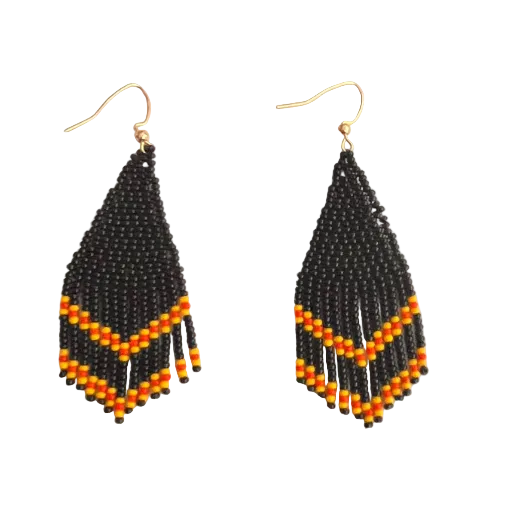 Poise Beaded Earrings – Black, Yellow & Red