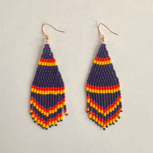 Poise Beaded Earrings – Navy, Red & Yellow