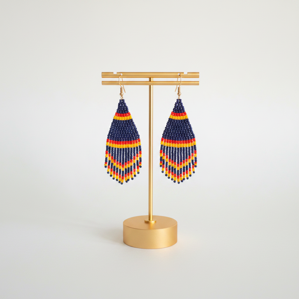 Poise Beaded Earrings – Navy, Red & Yellow